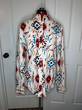 DRL Essentials Drill Clothing Fleece Long Sleeve Button Up Aztec Shirt Mens M
